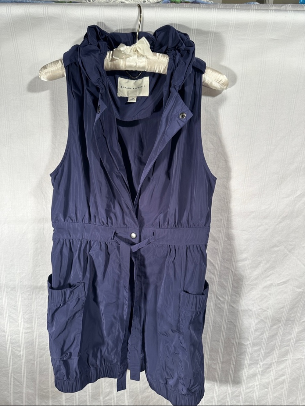 Banana Republic Navy Hooded Sleeveless Utility Vest
